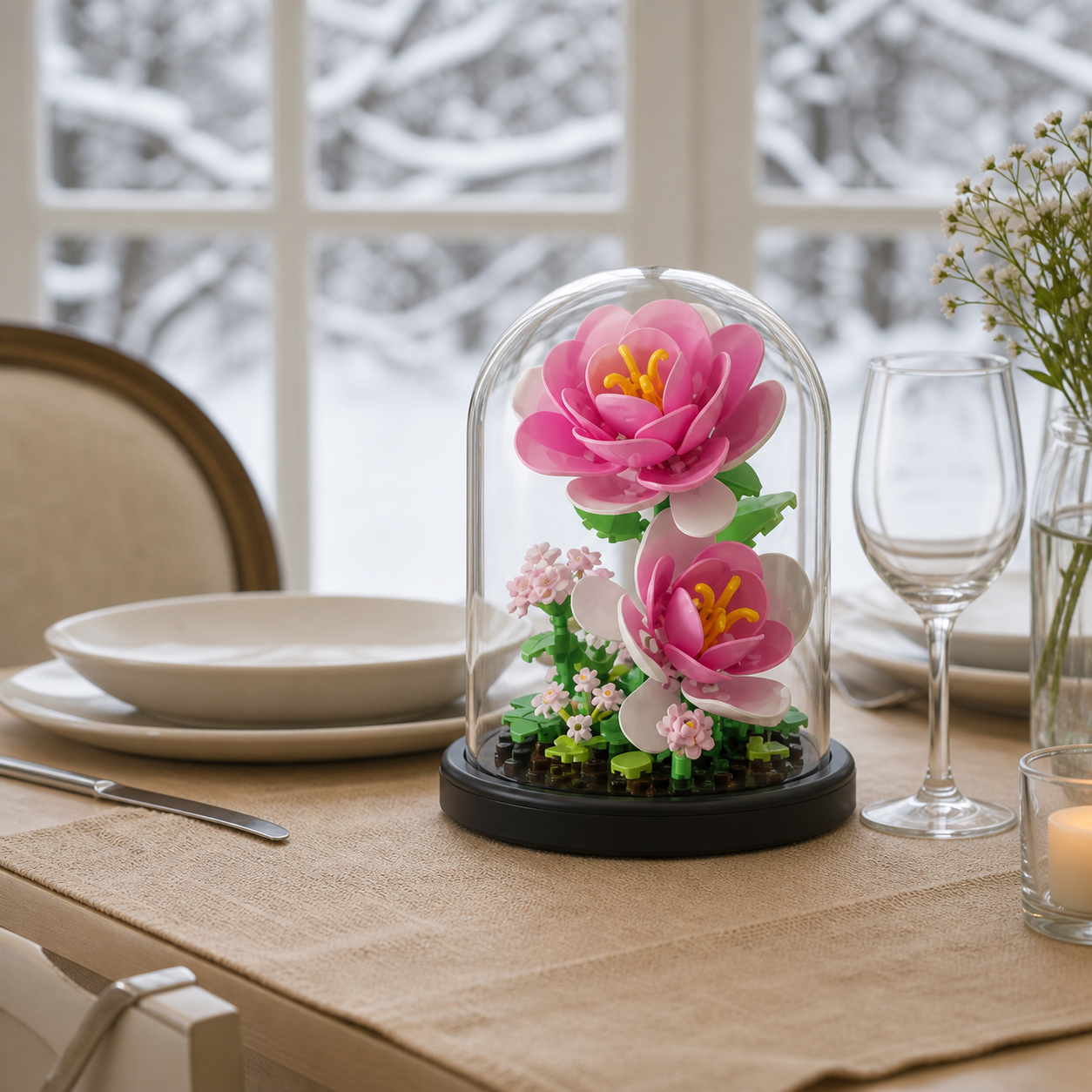 redoma-de-flor-de-lotus-rosa-20260527-155333-04 sala de jantar jardim de inverno