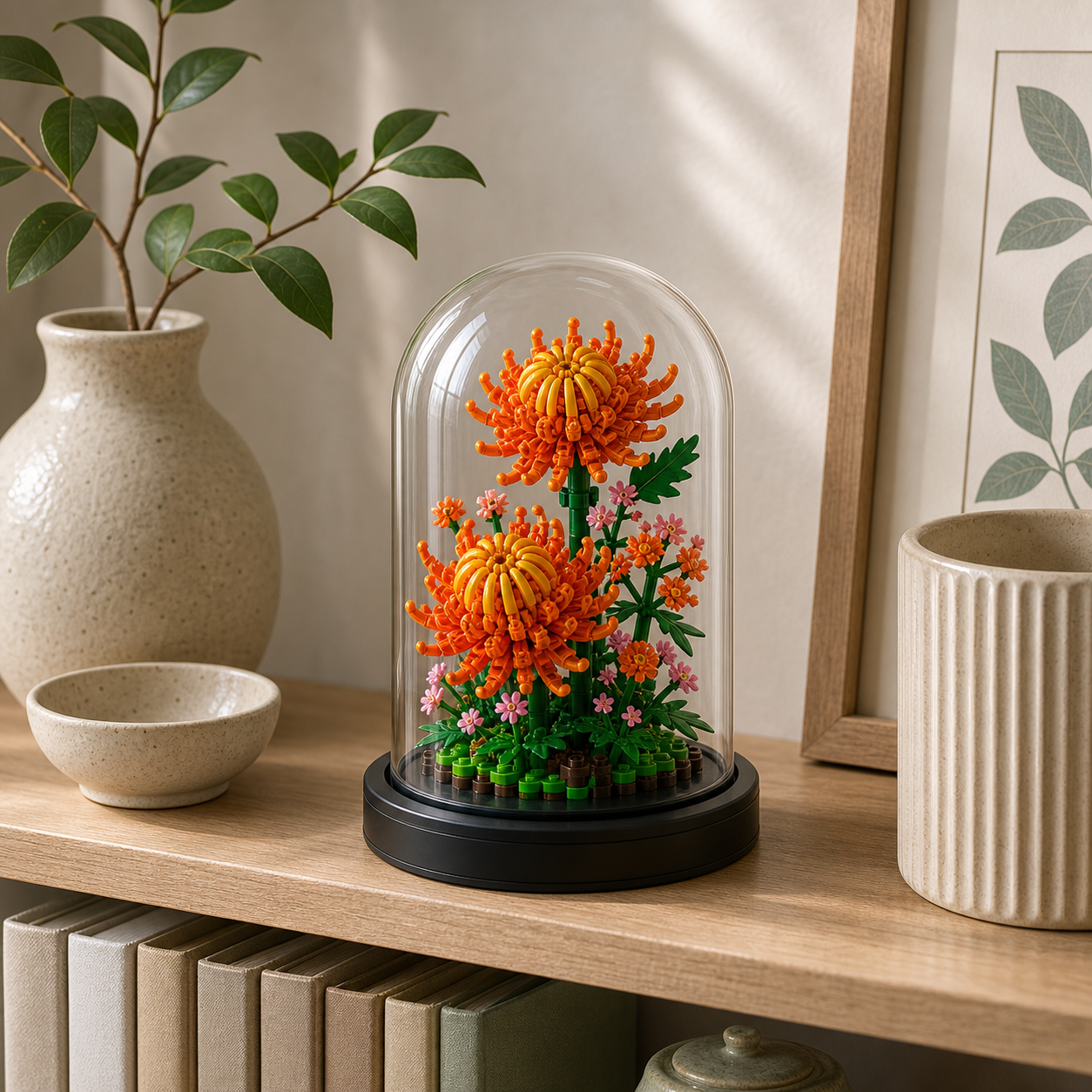 redoma-de-crisantemos-laranja-20260527-223006-11 prateleira botanica minimalista