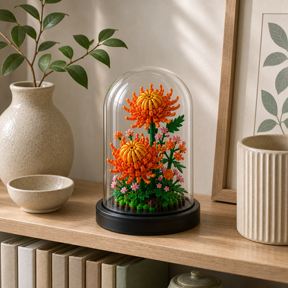 redoma-de-crisantemos-laranja-20260527-223006-11 prateleira botanica minimalista