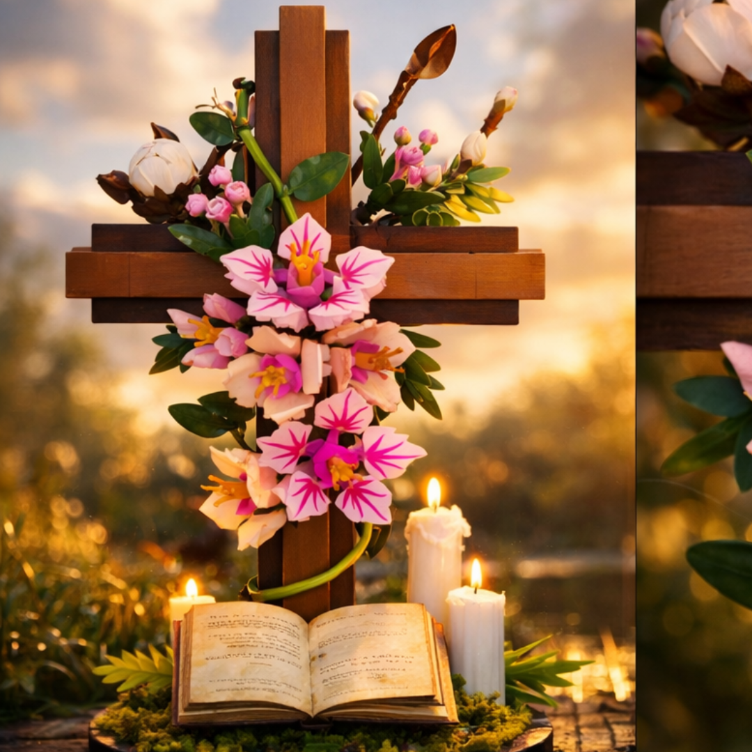 Cruz de Jesus com Flores (568 peças)