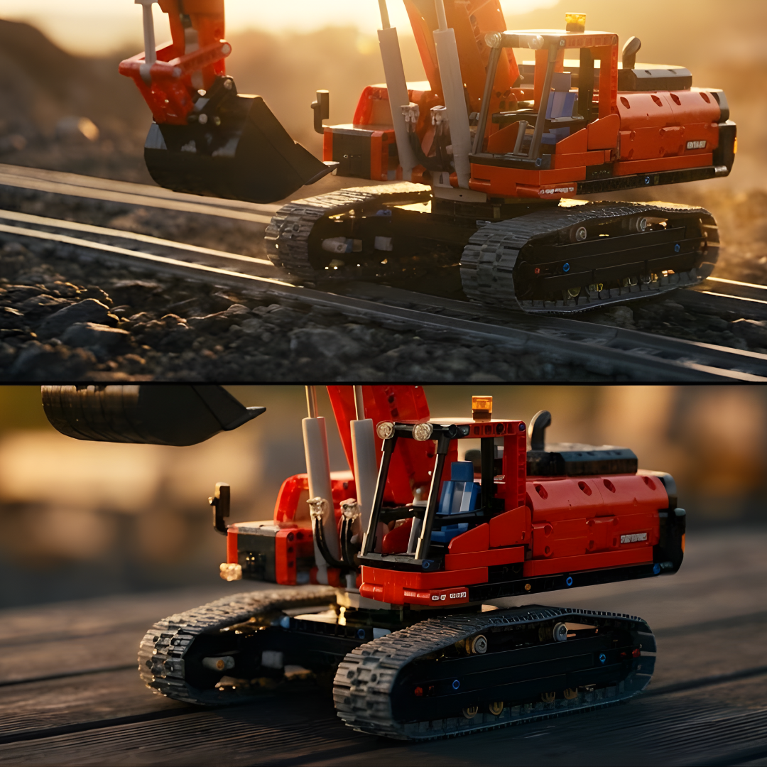 Escavadeira - Liebherr R 9800 Vermelha (4767 peças)