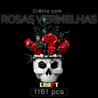 Crânio com Rosas vermelhas (1161 peças)