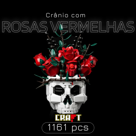 Crânio com Rosas vermelhas (1161 peças)
