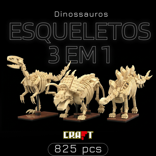 Dinossauros - Esqueletos 3 em 1 (825 peças)