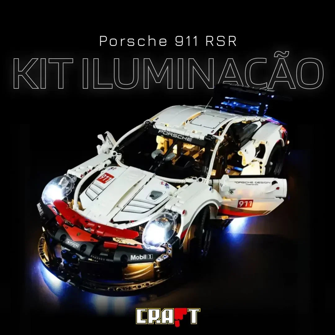 Compre o Porsche 911 RSR e Ganhe um Motor Elétrico ou o Kit Iluminação de Graça! ATENÇÃO: O PRODUTO NÃO É DA MARCA LEGO, MAS É UMA RÉPLICA 100% IDÊNTICA