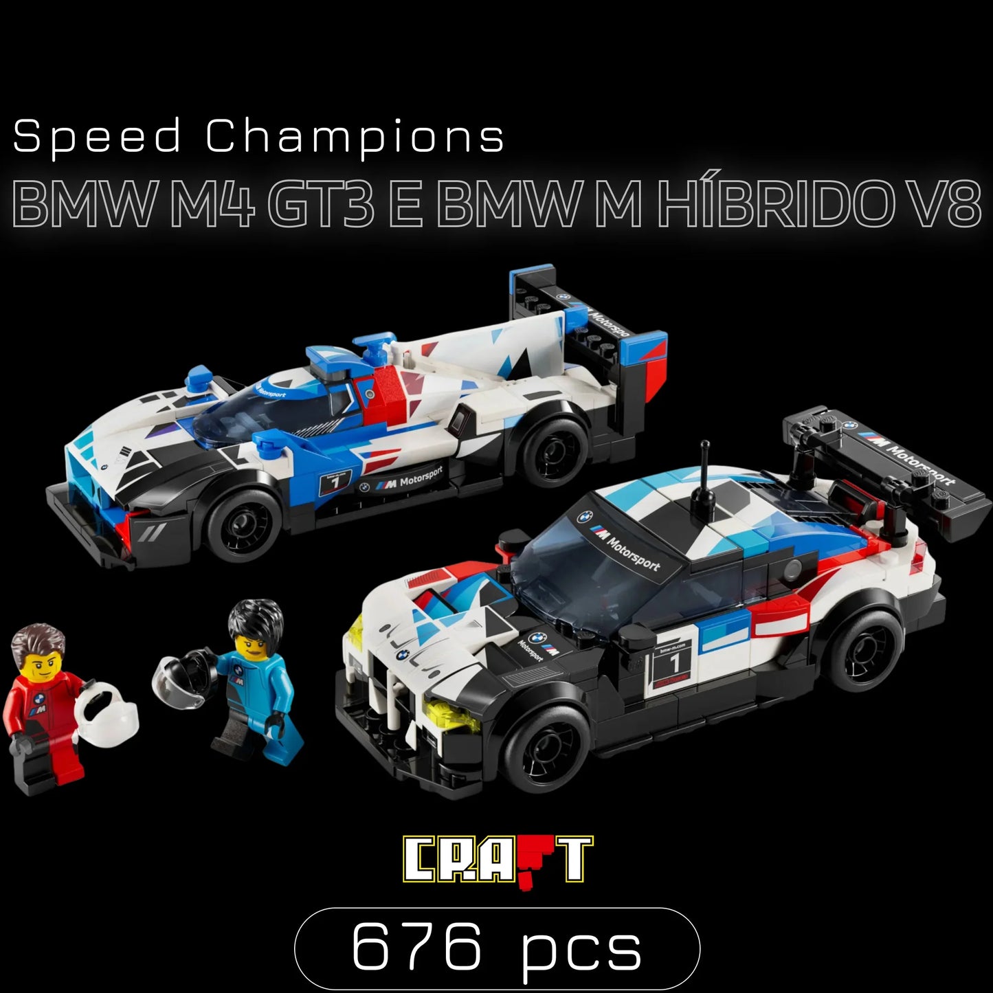 Speed Champions - BMW M4 GT3 e BMW M híbrido V8 (676 peças)