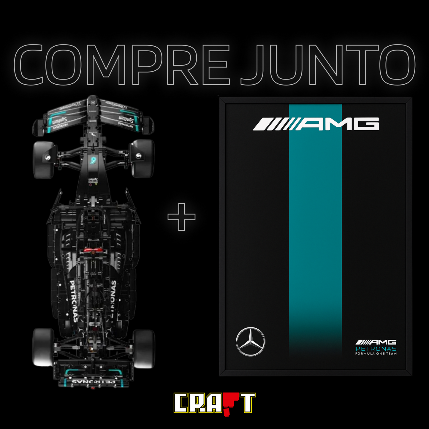 Compre Junto! Fórmula 1 Mercedes-AMG F1 W14 + Quadro Fosco